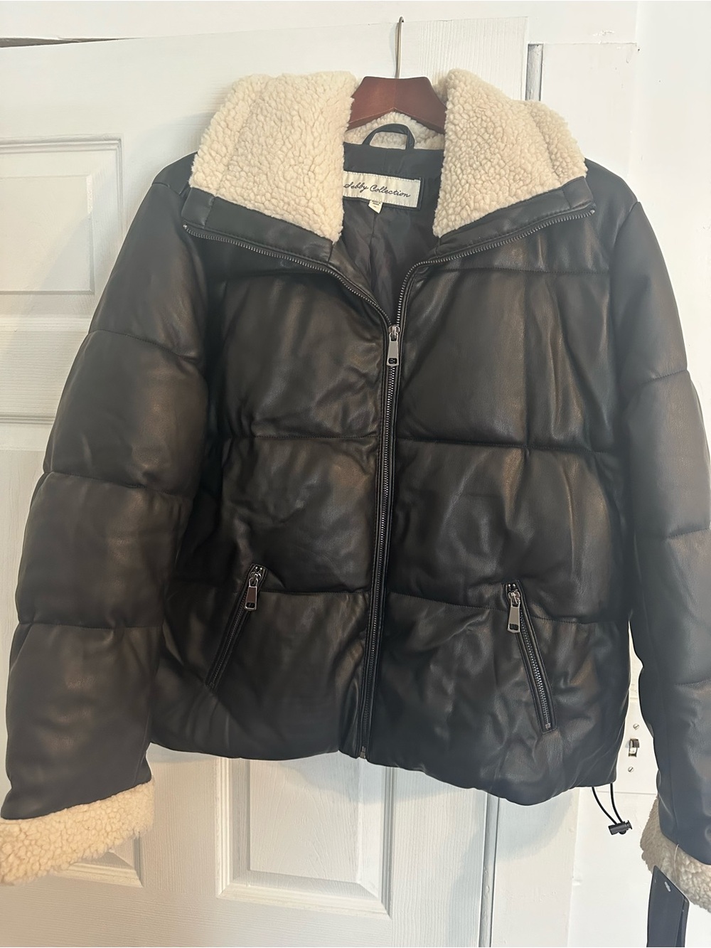 Black Sherpa-Lined Puffer Jacket - Shelby Collection